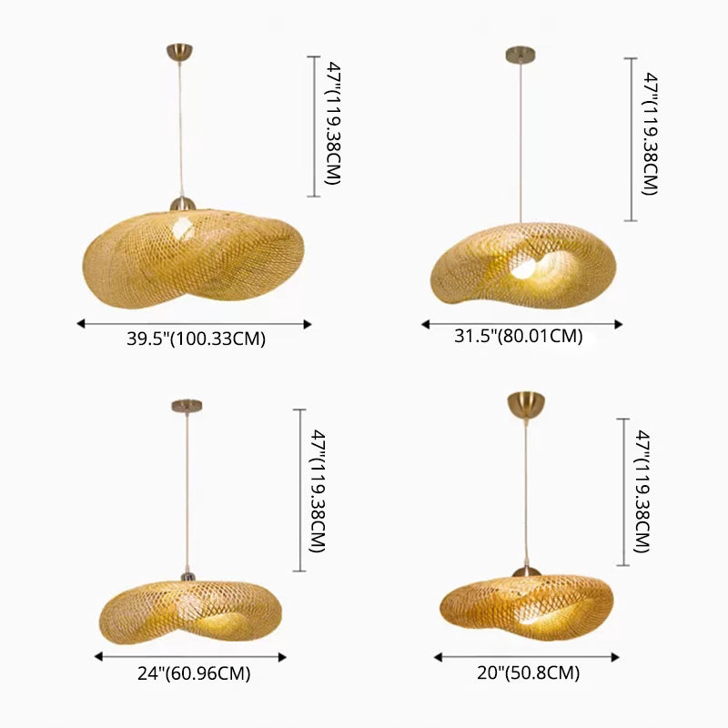 Modernes Touch Hanging Light Kit Bambus 1 Leichte Esszimmer Anhängerlampe in Beige