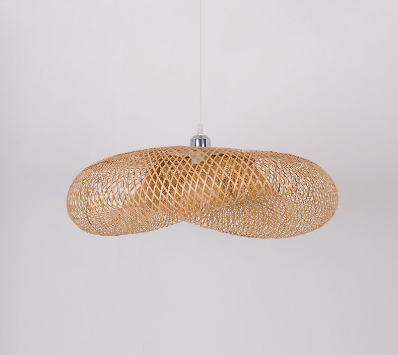 Modernes Touch Hanging Light Kit Bambus 1 Leichte Esszimmer Anhängerlampe in Beige