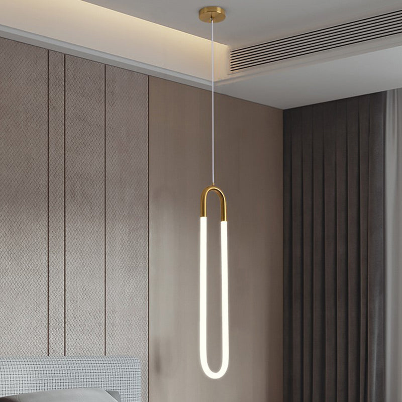 Gold Round Shape LED Pendant Lamp Modern Minimalist Metal Hanging Lamp for Living Room