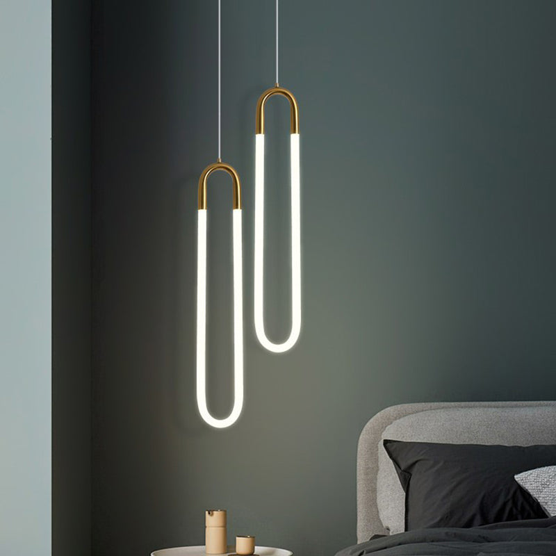 Gold Round Shape LED Pendant Lamp Modern Minimalist Metal Hanging Lamp for Living Room