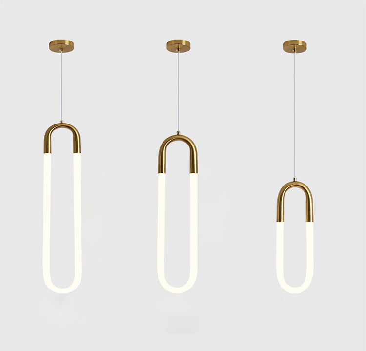 Gold Round Shape LED Pendant Lamp Modern Minimalist Metal Hanging Lamp for Living Room