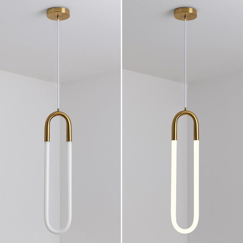 Gold Round Shape LED Pendant Lamp Modern Minimalist Metal Hanging Lamp for Living Room