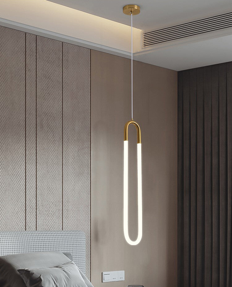 Gold Round Shape LED Pendant Lamp Modern Minimalist Metal Hanging Lamp for Living Room