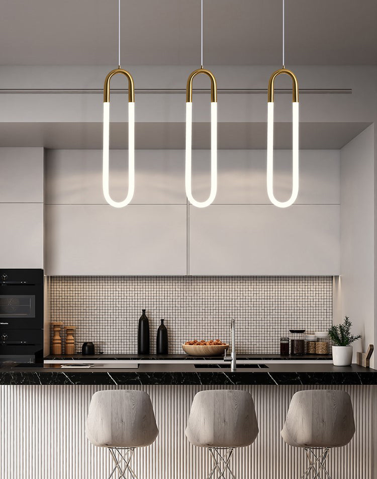 Gold Round Shape LED Pendant Lamp Modern Minimalist Metal Hanging Lamp for Living Room