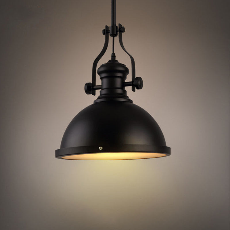 Retro Industrial Dome Shade Pendant Light Metal 1-Light Pendant Lighting With Swivel Joint in Black