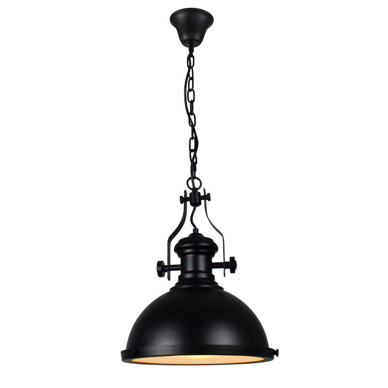 Retro Industrial Dome Shade Pendant Light Metal 1-Light Pendant Lighting With Swivel Joint in Black