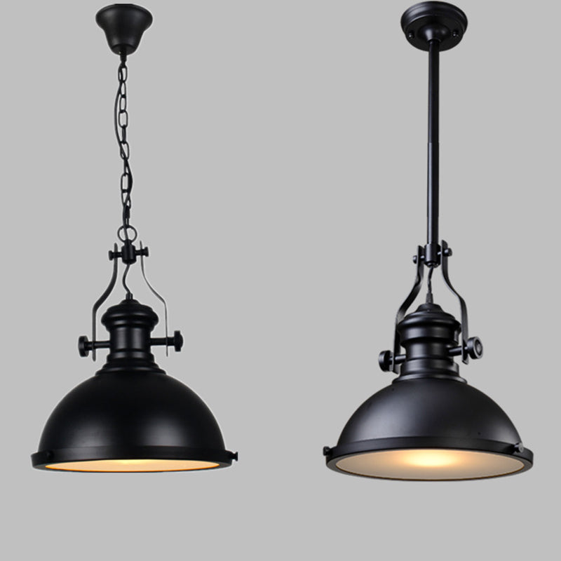 Retro Industrial Dome Shade Pendant Light Metal 1-Light Pendant Lighting With Swivel Joint in Black