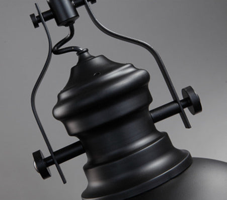 Retro Industrial Dome Shade Pendant Light Metal 1-Light Pendant Lighting With Swivel Joint in Black