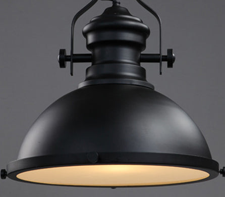 Retro Industrial Dome Shade Pendant Light Metal 1-Light Pendant Lighting With Swivel Joint in Black