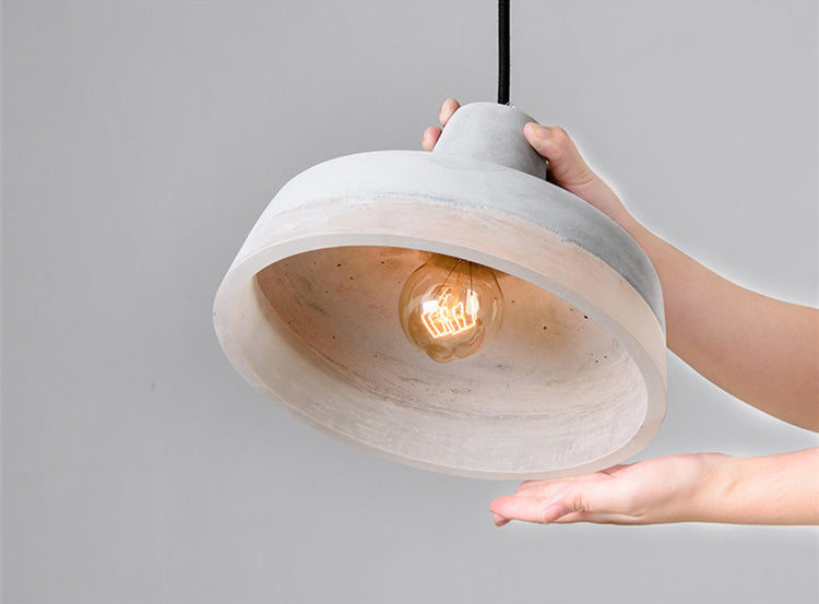 1-leichte graue Schatten-Anhängerlampe moderne minimalistische Zementlampe für Wohnzimmer