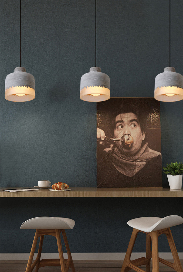 1-leichte graue Schatten-Anhängerlampe moderne minimalistische Zementlampe für Wohnzimmer