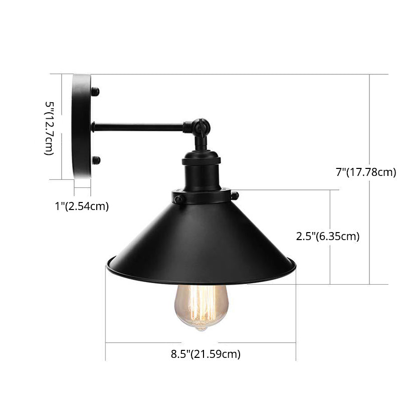 Cone Metal Vanity Wall Lights American Retro Industrial Style 1 Light Vanity Lamp
