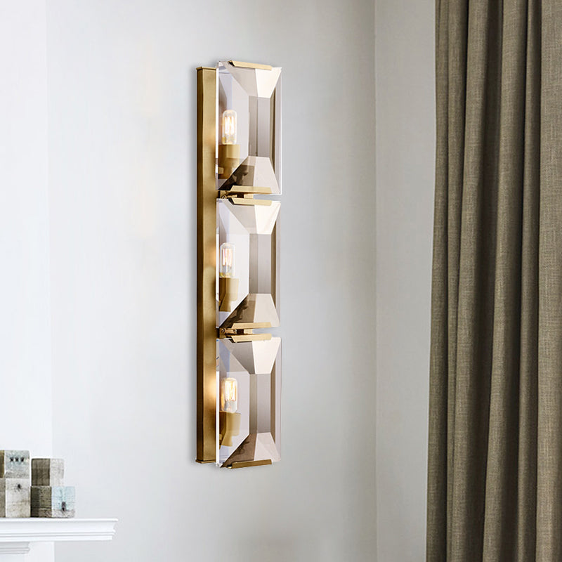 Black/Gold 3 Bulbs Flush Mount Wall Light Vintage Iron Rectangular Sconce Light Fixture