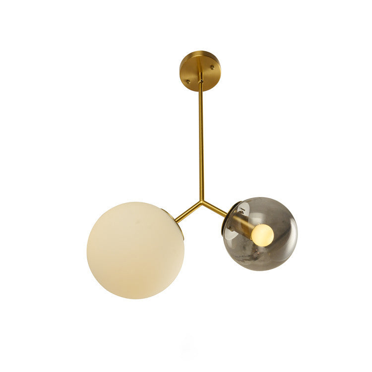 Moderno lampadario minimalista lampada in vetro sferico vetro a 2 camera leggera lampadario a soffitto camera da letto