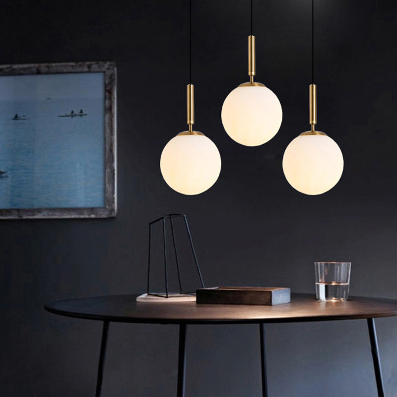 Modern Minimalist Design Globe Hanging Lamp Opal Frosted Glass Shade 1 Light Pendant Light
