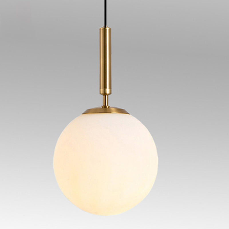 Modern Minimalist Design Globe Hanging Lamp Opal Frosted Glass Shade 1 Light Pendant Light