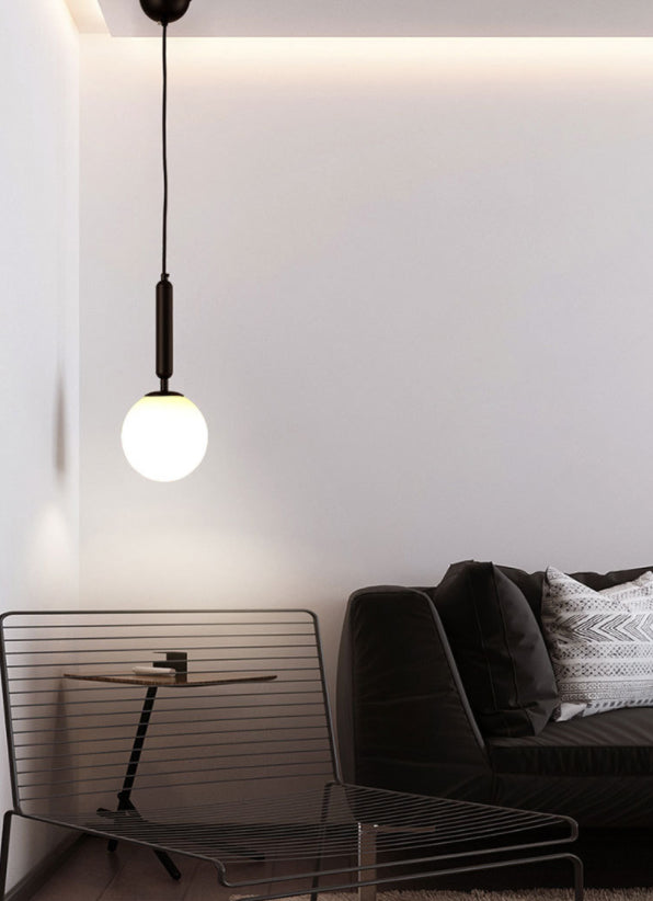 Modern Minimalist Design Globe Hanging Lamp Opal Frosted Glass Shade 1 Light Pendant Light
