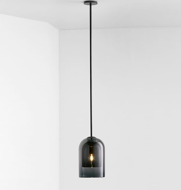 1 Light Pendant Lamp Modern Minimalist Bell Double Glass Hanging Lamp for Living Room