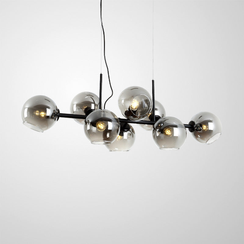 Contemporary Metal Island Pendant Lighting Spherical Glass Island Ceiling Light for Dining Table