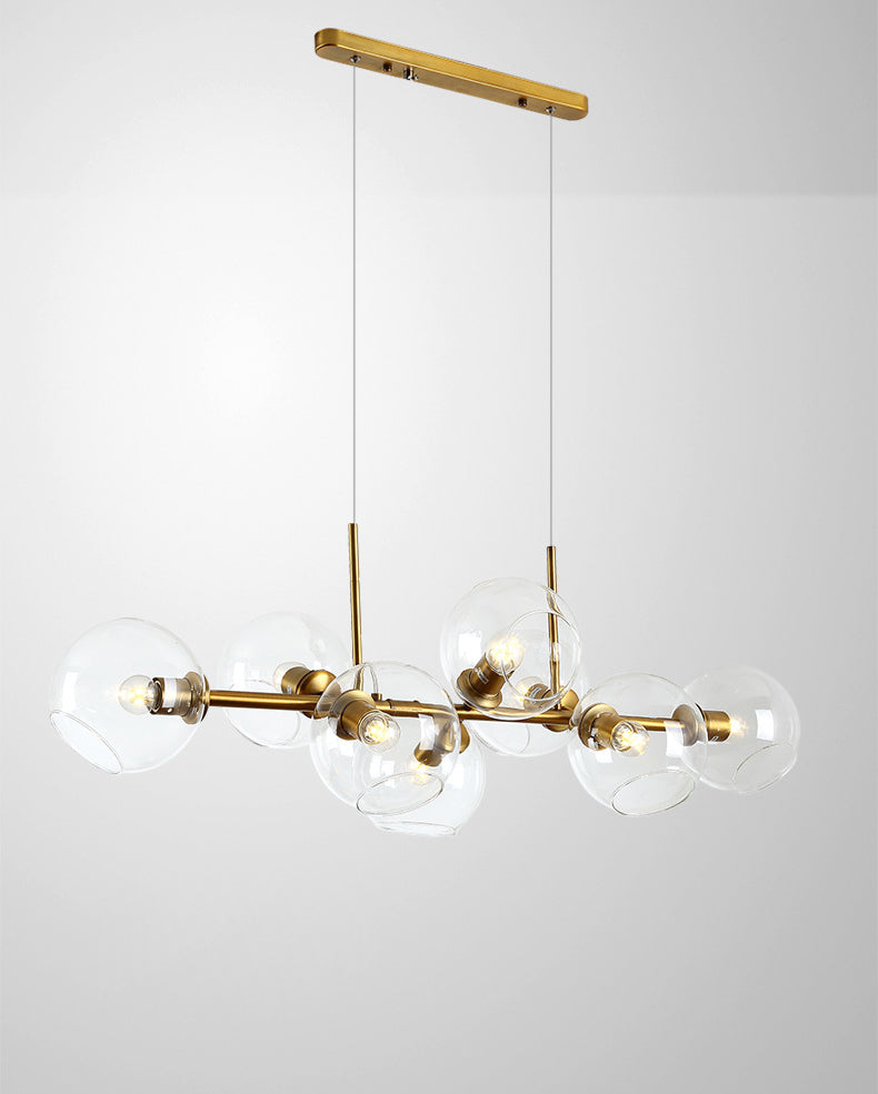 Contemporary Metal Island Pendant Lighting Spherical Glass Island Ceiling Light for Dining Table