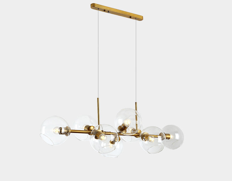 Contemporary Metal Island Pendant Lighting Spherical Glass Island Ceiling Light for Dining Table