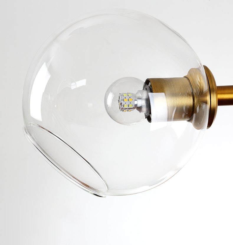 Contemporary Metal Island Pendant Lighting Spherical Glass Island Ceiling Light for Dining Table