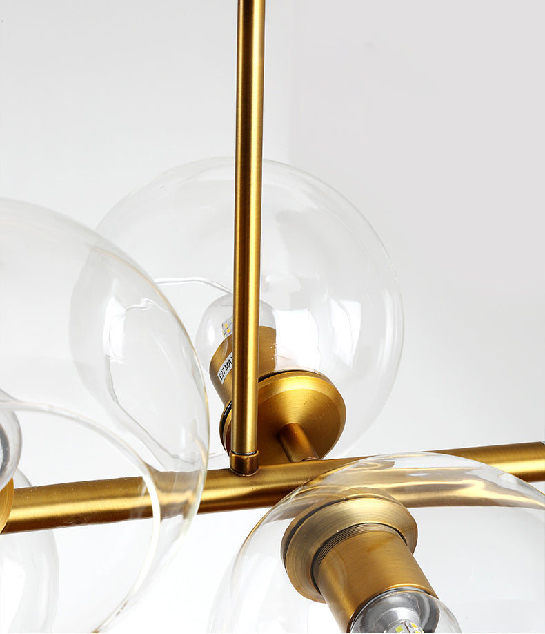 Illuminazione a sospensione in metallo contemporaneo illuminazione sferica a soffitto isola vetro per tavolo da pranzo