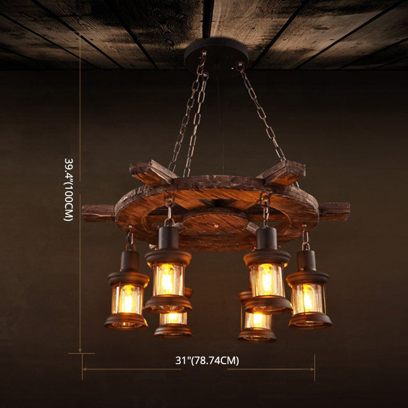 CHANDELIER LETRAGE RÉTRO RÉTRO RETRO 6-LIGHTES VINTAGE NUTICAL KEROSEN LAMP DESIG