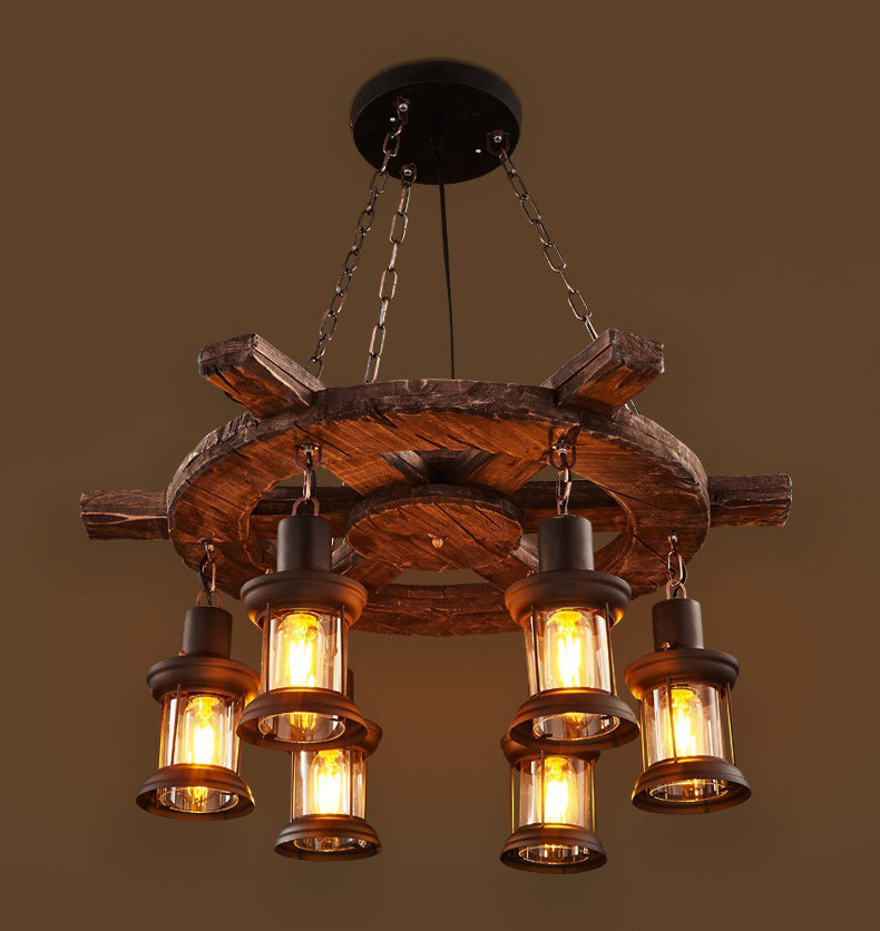 CHANDELIER LETRAGE RÉTRO RÉTRO RETRO 6-LIGHTES VINTAGE NUTICAL KEROSEN LAMP DESIG