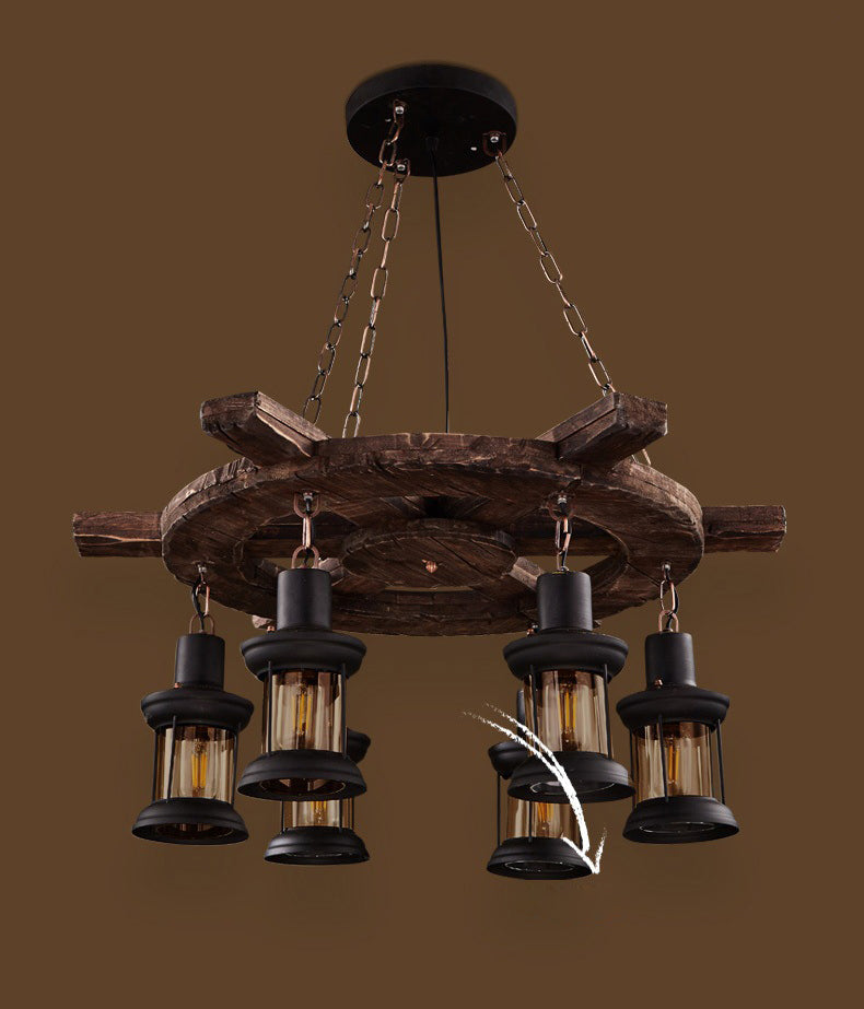 CHANDELIER LETRAGE RÉTRO RÉTRO RETRO 6-LIGHTES VINTAGE NUTICAL KEROSEN LAMP DESIG