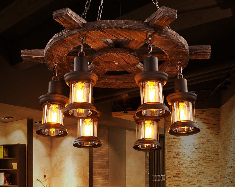 CHANDELIER LETRAGE RÉTRO RÉTRO RETRO 6-LIGHTES VINTAGE NUTICAL KEROSEN LAMP DESIG