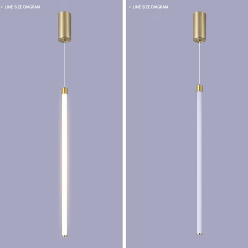 Aluminium Alloy Minimalism LED Hanging Light Modern Style Long Strip Suspension Lighting Fixture in Gold