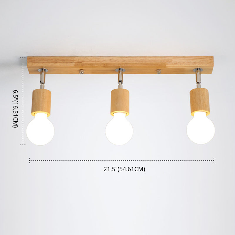 Open Bulb Ceiling Light Fixture Minimalist Wooden Hallway Semi Flush Mount Light