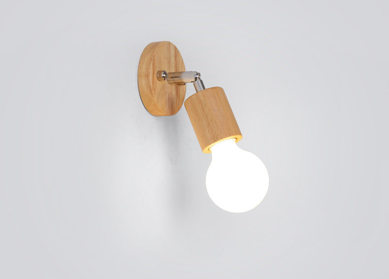 Open Bulb Ceiling Light Fixture Minimalist Wooden Hallway Semi Flush Mount Light