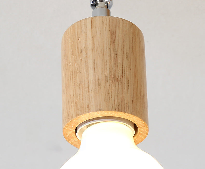 Open Bulb Ceiling Light Fixture Minimalist Wooden Hallway Semi Flush Mount Light
