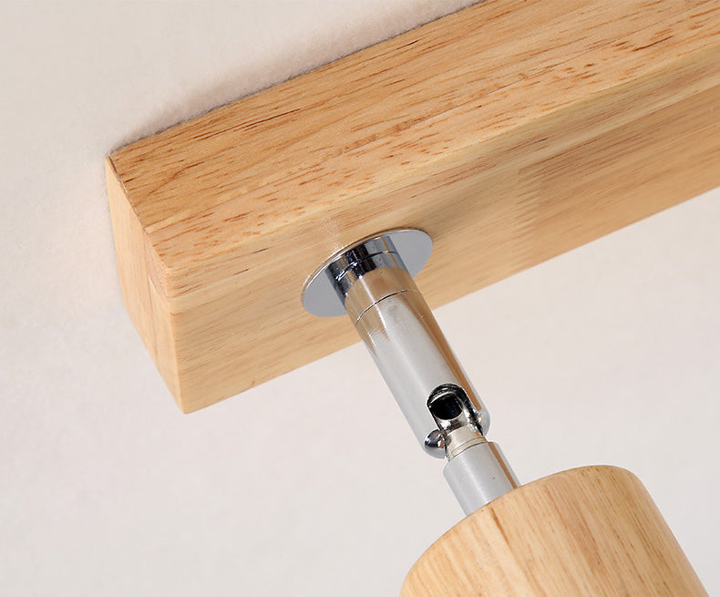 Open Bulb Ceiling Light Fixture Minimalist Wooden Hallway Semi Flush Mount Light