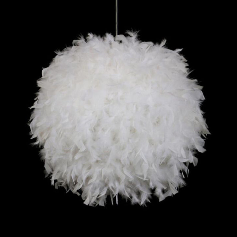 Feather Shaded Suspension Pendant Minimalist 1 Head White Hanging Lamp for Dining Room