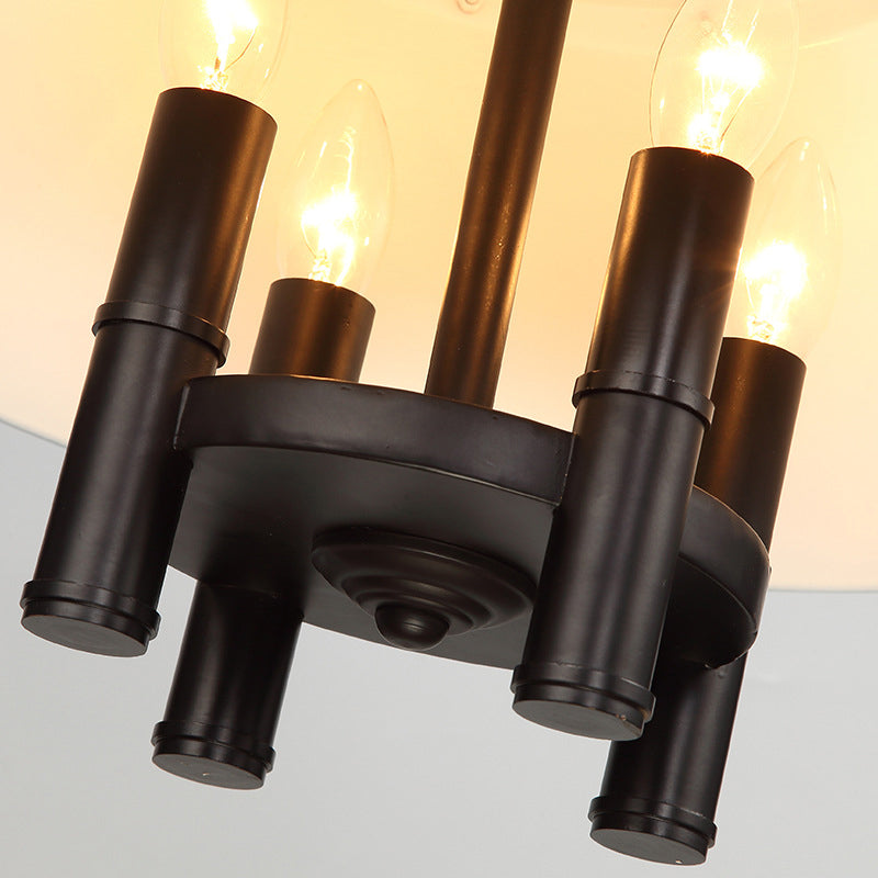 4 lumières éclairage de lustre avec une teinte conique Métallique Ferme de style salle à manger lampe suspendue en noir