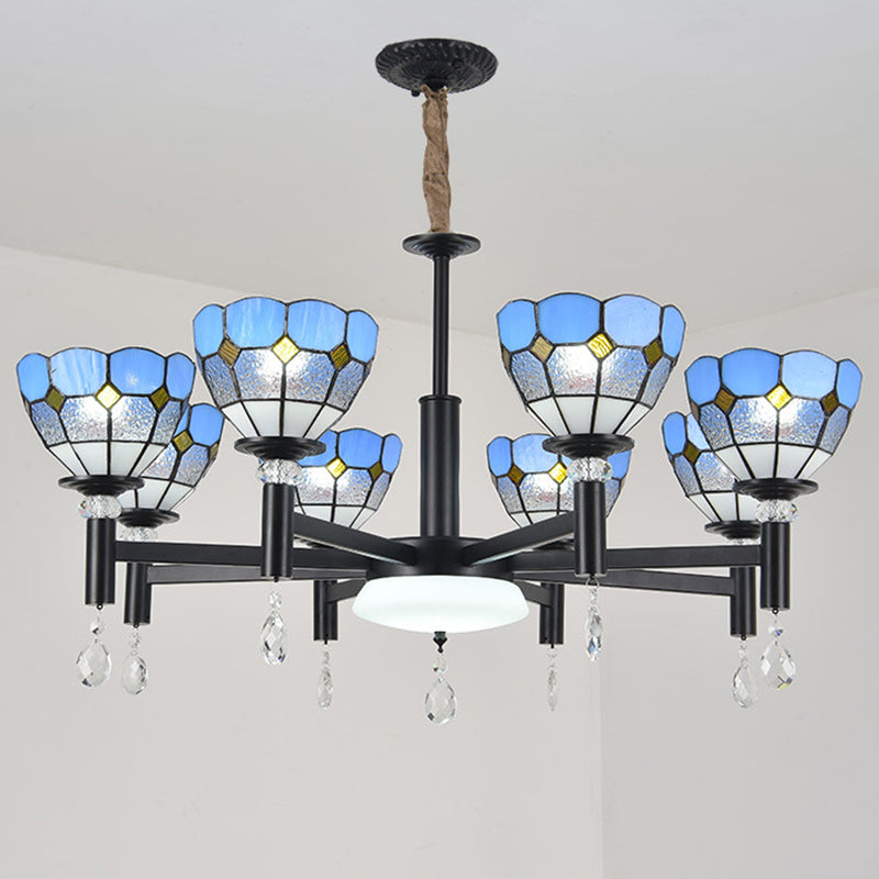 Lampadario in vetro colorato artigianale ombreggiato in stile mediterraneo lampada per lobby