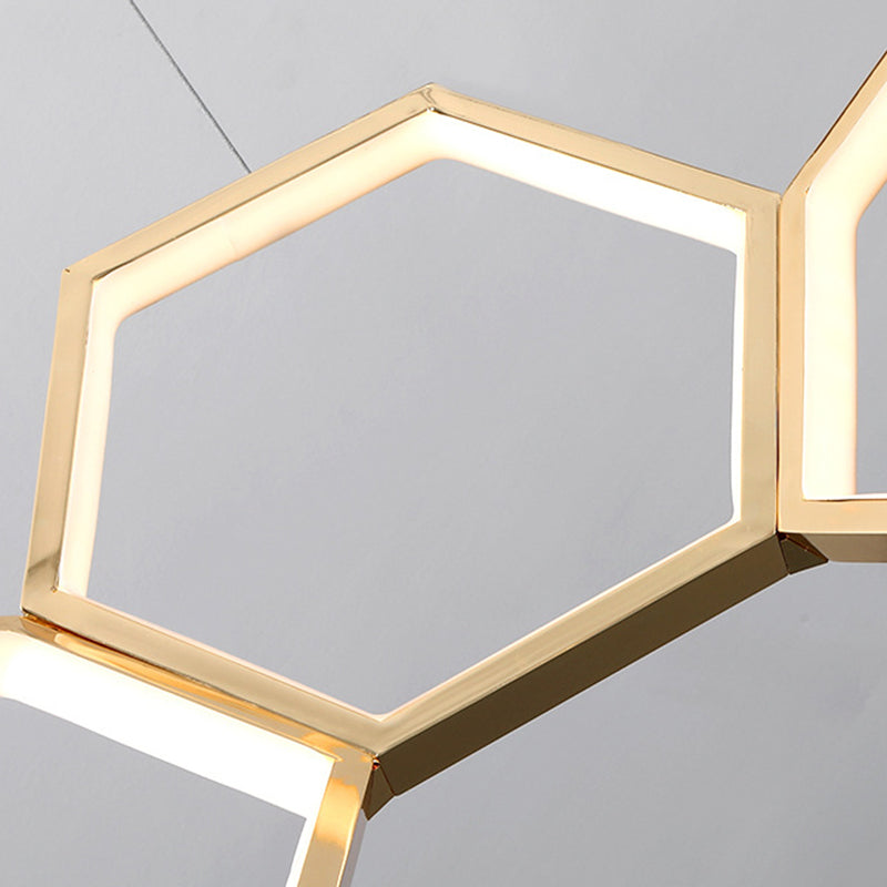 Goldene Wabenkronleuchter postmoderner minimalistischer LED -Metallhängelicht für Wohnzimmer