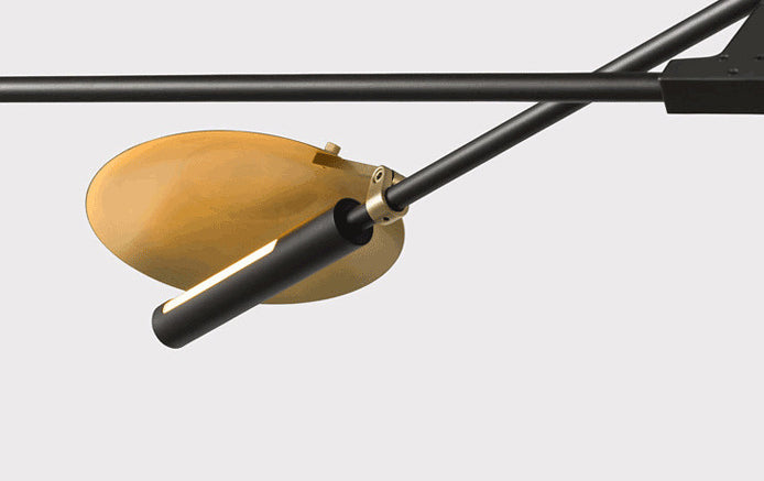 Black and Gold Spoutnik Chandelier Postmodern 8-Light Metal Hanging Light avec une teinte ronde