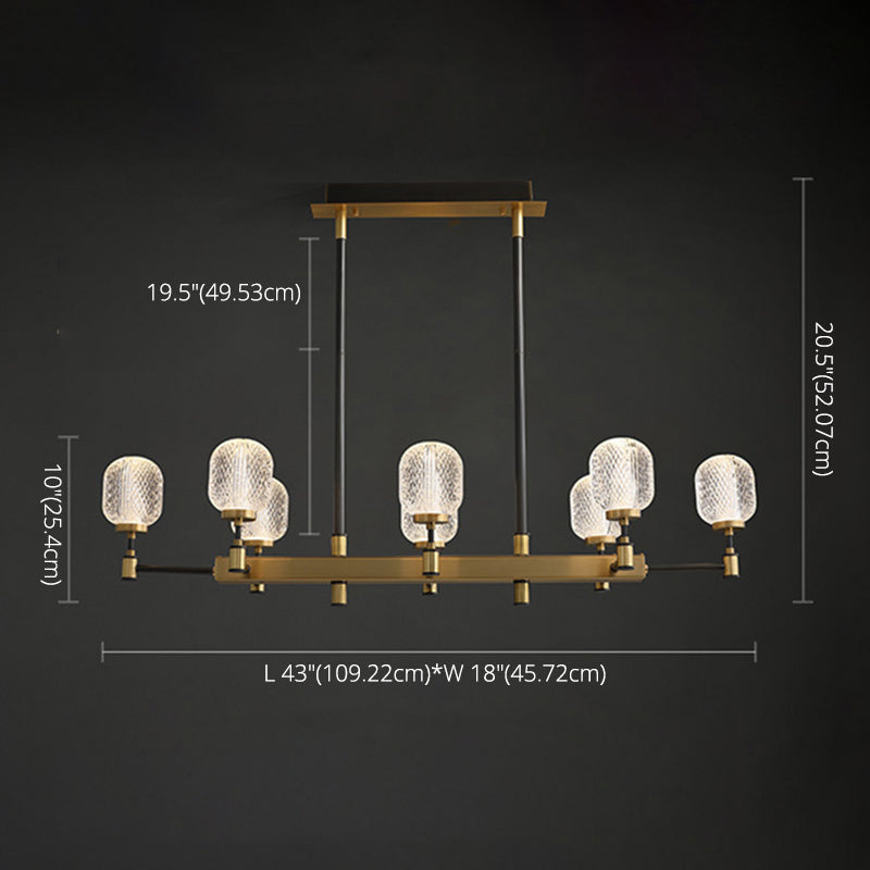 Lampadella ovale in vetro ovale trasparente per la sala da pranzo della sala da pranzo