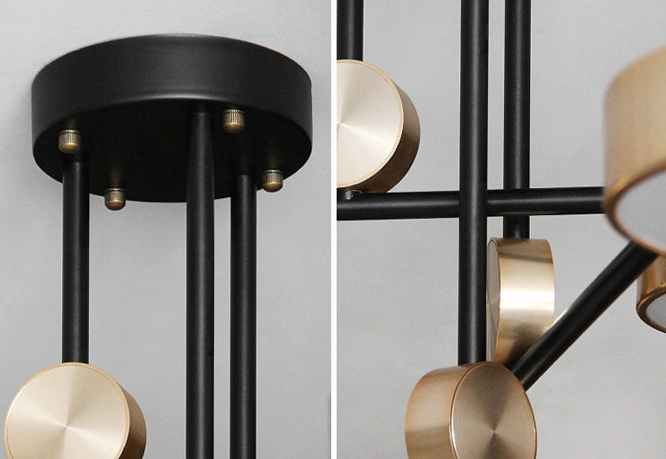 Lampada di sospensione di sputnik postmoderna Acrilico lampadario del soggiorno a 6 luci con tonalità acrilica rotonda in oro