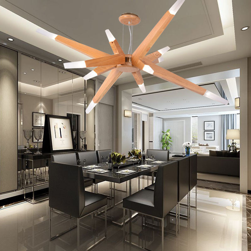 Bürge geformte Kronleuchterbeleuchtung nordisches Holz 12-Kopf-Schlafzimmer hängende Leuchte