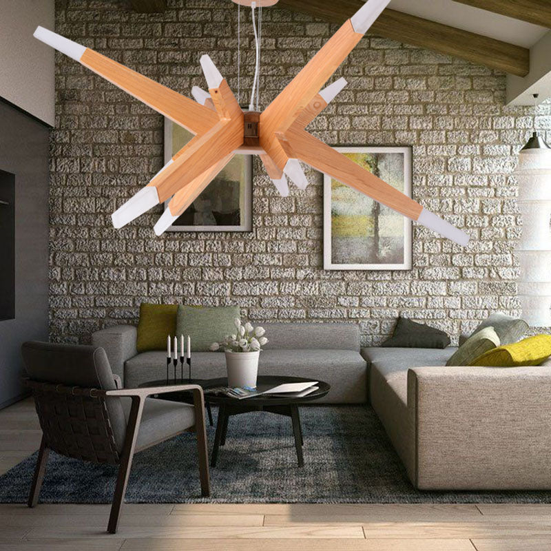 Bürge geformte Kronleuchterbeleuchtung nordisches Holz 12-Kopf-Schlafzimmer hängende Leuchte