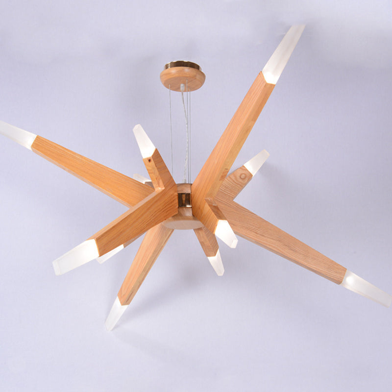 Bürge geformte Kronleuchterbeleuchtung nordisches Holz 12-Kopf-Schlafzimmer hängende Leuchte