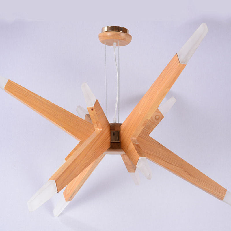 Bürge geformte Kronleuchterbeleuchtung nordisches Holz 12-Kopf-Schlafzimmer hängende Leuchte