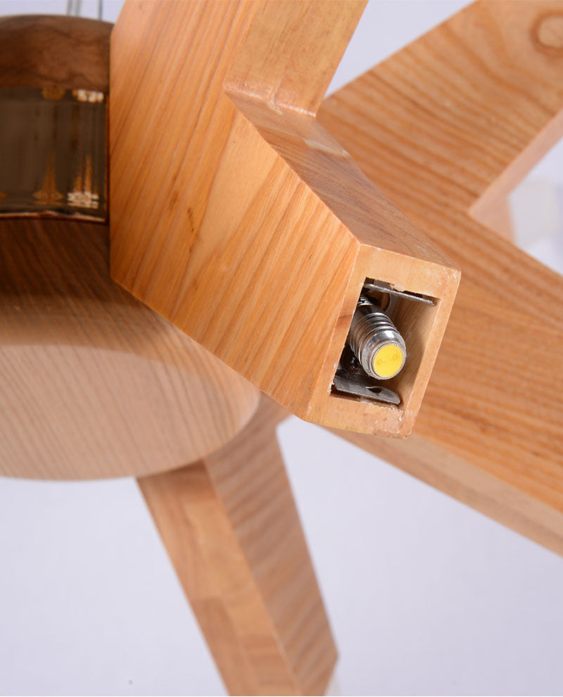 Bürge geformte Kronleuchterbeleuchtung nordisches Holz 12-Kopf-Schlafzimmer hängende Leuchte