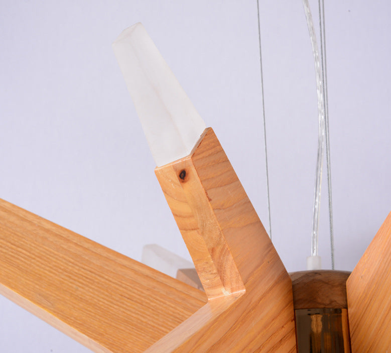 Bürge geformte Kronleuchterbeleuchtung nordisches Holz 12-Kopf-Schlafzimmer hängende Leuchte