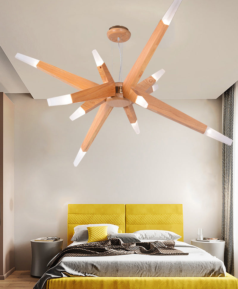 Bürge geformte Kronleuchterbeleuchtung nordisches Holz 12-Kopf-Schlafzimmer hängende Leuchte